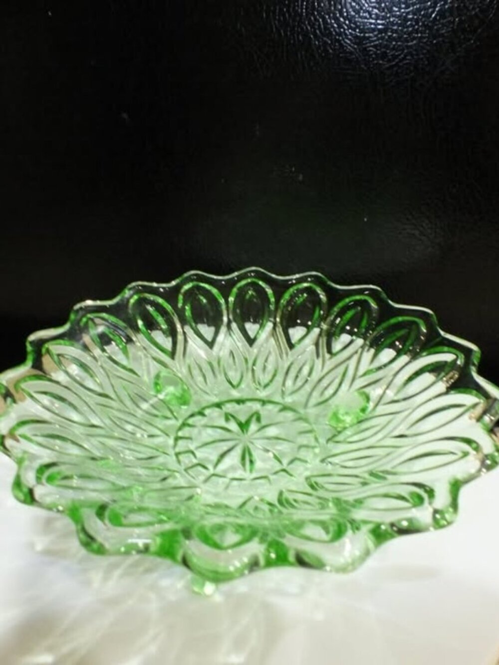 Vintage Green Depression Glass Bowl